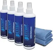 Screen Cleaner Spray Kit, 4 Pack - 4 Spray Bottles (Each 8.45 oz/Total 33.8 oz) with 2 Extra-Large Microfiber Cleaning Towels, by Better Office Products, for Computers, Laptops, LDC/LED/TV Screens