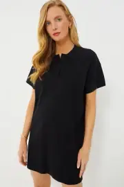 Tuckernuck Black Channing Polo Mini Shift Dress Collared sz S Women's NWT