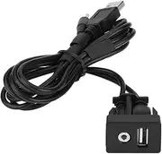Car Boat Dash Mount USB Port and 3.5mm AUX Jack Extension Cable Panel