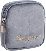 Ipetboom 1Pc Portable Sanitary Towel Storage Pouch Grey Zippered Coin Purse for Women Large Capacity Travel Bag for Menstrual Products Diapers Jewelry and More