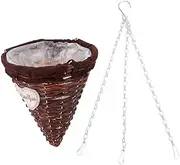 KITANDOVE 1pc Handmade Wicker Rattan Basket Decorative Wall Hanging Banana Leaf Cone Maize Rope Vintage Country Charm