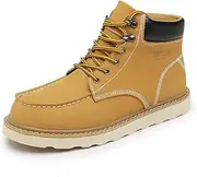 [LUODENGLANG] MENS Work Boot High-tops Slip Resistant Protective Leather Shoes Outdoor Sports Fluffing Warm Shoes In Winter Cotton-padded Shose.