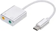 USB Type-C External Sound Card 7.1 Stereo Audio Mic Adapter for Apple ipad 11 13 pro USB-C Soundcard (Silver)