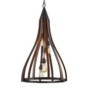 CLA Khaleesi 3 Oak Dark Red Wood Pendant Light