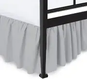 Ruffled Bed Skirt with Split Corners Full LT- Gray 18 inch Drop 100%Cotton 600TC