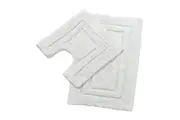 2pc Renee Taylor Tufted Bath Contour Mat Set Cotton 2200GSM Toilet Shower Vapour