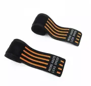 Orange Striped Black Band Nylon Strap Elastic Elbow Wrap Compression Support Gym