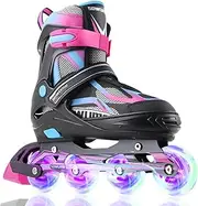 Sowume Adjustable Inline Skates for Girls and Boys, Roller Blades Skates with All Light Up Wheels, Patines para Mujer for Kids and Adults, Men and Women