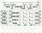 Naozinebi Eucalyptus Calendar Bulletin Board Set Greenery Flip Calendar with Holder Eucalyptus Classroom Decoration with 54 Date Cards Adjustable Calendar Holder for Classroom Home Decor Supplies