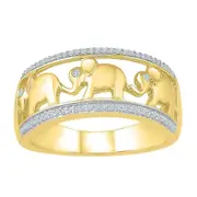 Bevilles Elephant Stackable Ring with Diamonds in 9kt Yellow Gold