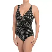 NEW MAGICSUIT 14 44 MIRACLESUIT SWIMSUIT Black Dots $154 New Sensations Rings