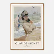 Galrie Claude Monet's Trouville Art Print Classic Impressionist Beach Scene Home Decor, Wood Frame, A1 60 x 84cm (23 x 33inch)