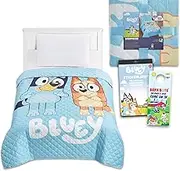 Bluey Bedspread Twin Set for Kids - Bundle with Bluey Quilted Bedspread for Twin Bed Plus Stickers, More | Bluey Twin Bedding Set for Boys, Girls