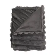 Annabel Trends Ribbed Fur Throw Blanket Sofa/Lounge Decor 130x160cm Grey