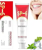 Sp6 Probiotic Toothpaste Whitening, Teeth Whitening Toothpaste, Gum Health Toothpaste, Fresh Mint, Brightening Fresh Breath Toothpaste Gel, Enamel-Safe Fluoride-Free, Deep Cleaning Care (1pcs)