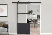Knockdown Steel and Glass Barn Door Bundle