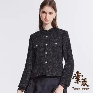 【TOWN’WEAR 棠葳】質感小香金釦短版外套 2色(女上身/女上著/鑽飾/口袋/長袖/婚宴/婚禮/尾牙)