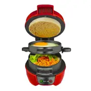 Breakfast Sandwich Maker with Egg Cooker Ring Easy Clean Non Stick Burger Sandwich Omelette Toaster red EU Plug