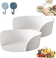 Cutting Board Bowls, Food Prep Bowls Slide Under Cutting Board, Convenient Food Preparation Tray with Hook, for Kitchen Restaurant Home Use (2Pcs)