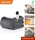 Light Grey Heated Blanket - Soft Sherpa, 10 Heat Settings & Large Coverage