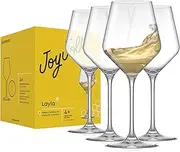 [JoyJolt] Layla Crystal White Wine Glasses Set, 13.5 Ounce Crystal Glass, Set of 2 Long Stemmed Wine Glass, Great for White Or Red Wine, 100% Lead Free Wine Glassware, Great for Testing Wine (13.5oz)