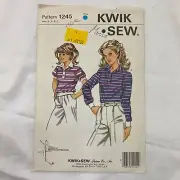 UNUSED 1245 VINTAGE SEWING PATTERN KWIK SEW GIRLS TAB FRONT SHIRT UNOPENED