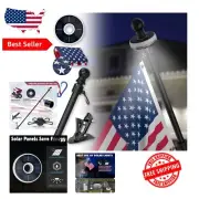 Adjustable 5FT Flag Pole Kit with Solar Light and American Flag for Day & Night