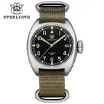 【STEELDIVE】SD1907復古男士機械腕錶 尼龍錶帶 MILITARY W10 FIELD手錶