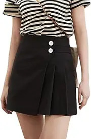 [ERTYUIO] Short Skirt Sexy White Irregular Skirt High Waist A-Line Skirt College Style Pleated Skirt Short Skirt