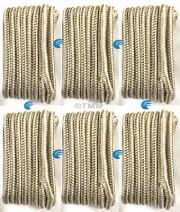 (6) Gold/White Double Braided 1/2" x 15' HQ Boat Marine DOCK LINES Mooring Ropes