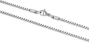 2pcs Adabele 304 Grade Surgical Stainless Steel 1.2mm Venetian box Chain Necklace 18 Inch Hypoallergenic Jewelry Women Men Birthday Gift SK13-A18