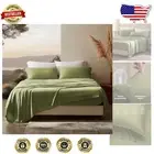 Twin Deep Pocket Sheet Set - Jersey Knit, Wrinkle Resistant - Luxurious Green