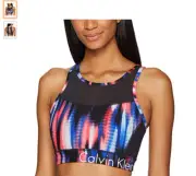 New Calvin Klein Women's Tribeca Print Slit Back Bra W/Mesh Piecing, XS