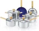 CONCORD Providence 10-Piece Stainless Steel Cookware Set: Saucepan, Frying Pan,