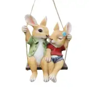 Garden Statue Resin Swing Rabbit Hanging Figurine Sculpture Decoration for Tree