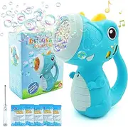 Peeokuo Dinosaur Bubble Machine for Kids Automatic Bubble Maker with Lights,5000+ Bubbles per Minute/Bubble Solution Included Best Summer Outdoor Dinosaur Bubble Toy for Kids Birthday Party Favors