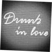 Dru*k in Love Neon Sign, Large LED Neon Light Wall Art White Drunk in Love
