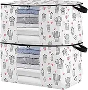 sanluoli 60L 2 Pack Bed Sheet Organizer with Reinforced Handles, clear window Closet Home Organizers And Storage