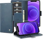 [GoshukunTech] for iPhone 12 Case,for iPhone 12 Pro Wallet Case,Flip Leather Wallet Cover with Card Holder Cash Pocket Magnetic Closure[ Blue ]