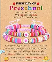 [FIEEFX] Back to School/First Day of School Bracelet Gifts, First Day of Kindergarten Preschool First/Second Grade Bracelet Gifts, Colorful Adjustable Rope Bracelet for Girls