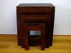 Nest of Tables, Lamp Table, Medium Mahogany Brown, Solid Timber, Corner Table.