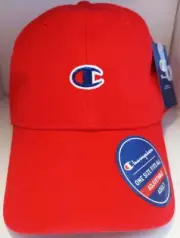 Champion Embroidered Logo Adjustable Strap Back OSFA Unisex One Size Red Hat Cap