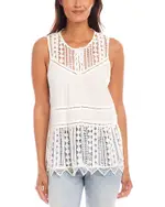 Karen Kane Petite Lace Trim Sleeveless Top
