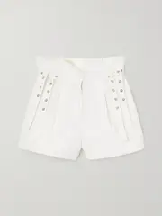 [3.1 PHILLIP LIM] 3.1 PHILLIP LIM - Eyelet-detailed Cotton And Linen-blend Shorts - White - US2 US 2 White