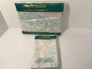 New Vtg Springmaid Floral No Iron Percale Double Flat & 2 Pillow Cases USA