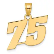 14k Yellow Gold Polished Block Number 75 Pendant