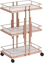 MegLob Metal Esthetician Trolley Cart, Modern Iron Beauty Salon Cart with Wheels, Rolling Esthetician Storage Tools Trolley, Heavy Duty Mobile Facial Trolley, for Spa Resort/Barber,Pink
