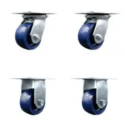 4 Inch Solid Poly Caster Set with Ball Bearings 2 Swivel 2 Rigid Service Caster