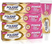 [Poligrip] Denture Adhesive, Power Max Hold Plus Comfort Denture Adhesive Cream, 2.2 Ounces (Pack of 4)
