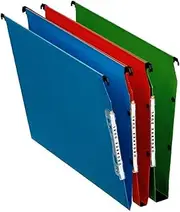 Esselte Dual Lateral Suspension File, A4, V-Base, Pack of 25 Connectable Files, Tabs Included, Red, Orgarex Range, 21635